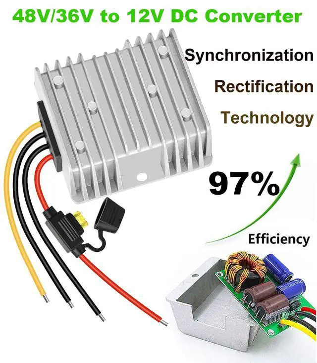Alt view image 3 of 7 - DC-DC 36V 48V to 12V 20A 240W Step Down Converter Golf Cart Voltage Regulator Reducer Transformer with Fuse Waterproof