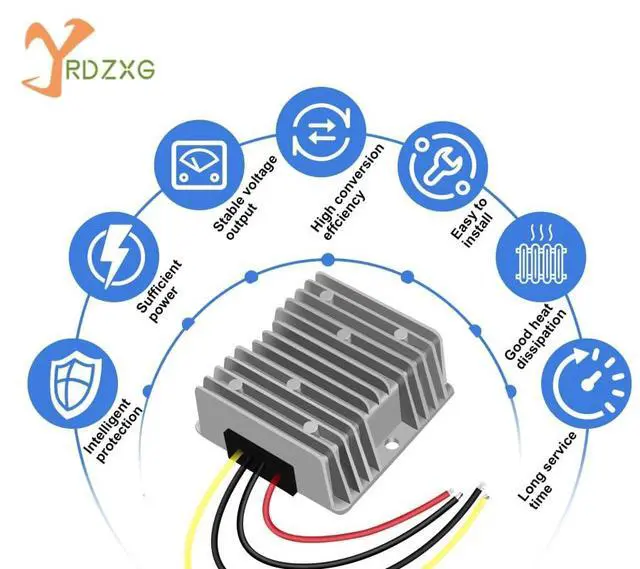 Alt view image 7 of 7 - 12V 20A 240W with Fuse 36V 48V to 12V Voltage Converter, Buck Converter Voltage Reducer, Waterproof DC Converter Module for Golf carts, Scooters, LED Lights (Input Voltage 18V-60V)