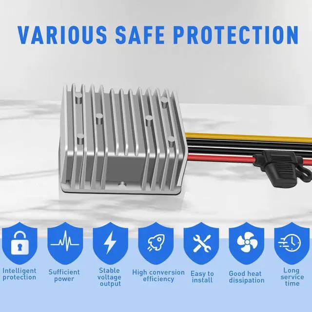 Alt view image 2 of 7 - DC-DC 24V 10A 240W Power Converter 36V/48V to 24V with Fuse Golf Cart Waterproof Buck Converter, Regulator, Reducer