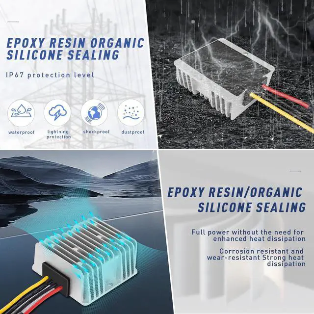 Alt view image 6 of 7 - DC-DC 24V 10A 240W Power Converter 36V/48V to 24V with Fuse Golf Cart Waterproof Buck Converter, Regulator, Reducer