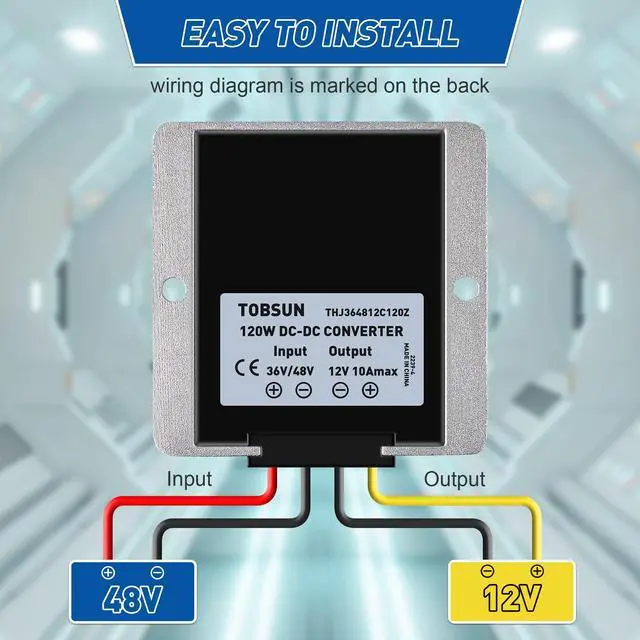 Alt view image 5 of 7 - 2 Pack 36V 48V to 12V Converter Golf Cart Voltage Reducer, 10A 120w DC to DC Buck Converter 12 Volt Voltage Regulator for Golf Cart Car Audio LED Strip Light Universal Power Stabilizer
