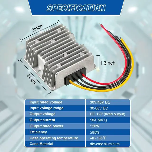 Alt view image 7 of 7 - 2 Pack 36V 48V to 12V Converter Golf Cart Voltage Reducer, 10A 120w DC to DC Buck Converter 12 Volt Voltage Regulator for Golf Cart Car Audio LED Strip Light Universal Power Stabilizer