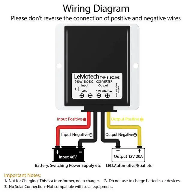 Alt view image 2 of 7 - 20A 240W 12V Golf Cart 36v/48v to 12v Converter Converter Voltage Reducer IP68 Waterproof Transformer for Golf Cart Truck Boat Vehicle