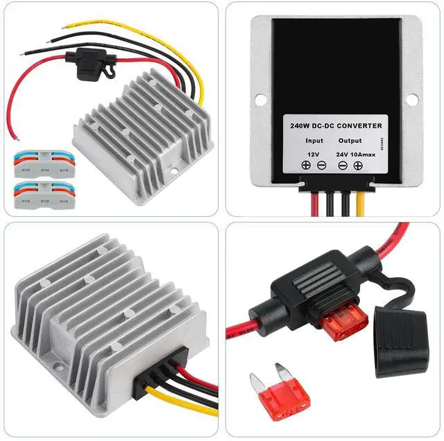Alt view image 2 of 7 - DC 12V Step Up to 24V 10A 240W Boost Converter Voltage Regulator | With Fuse Waterproof Module Transformer DC to DC for Golf Cart Club Car LED Strip Light