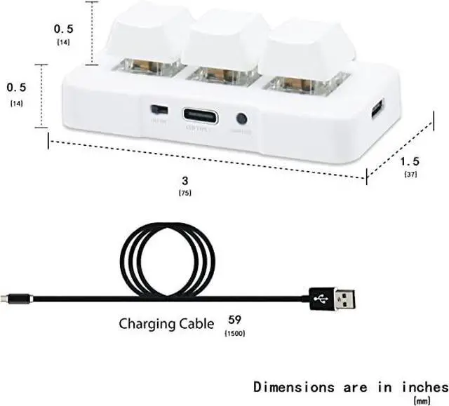 Alt view image 2 of 6 - 3-Key Mini Keypad Wireless Mechanical Gaming Keyboard Hot Key Customized Program with RGB Led