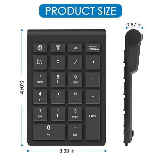 Alt view image 4 of 7 - Bluetooth Number Pad, Wireless 10 Keys USB Number Numeric Keypad for Laptop, 22 Keys Extensions Numpad Keyboard Computer Laptop Accessories (NO Receiver)