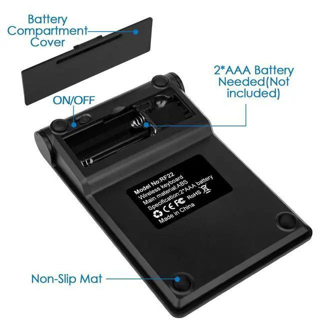 Alt view image 7 of 7 - Bluetooth Number Pad, Wireless 10 Keys USB Number Numeric Keypad for Laptop, 22 Keys Extensions Numpad Keyboard Computer Laptop Accessories (NO Receiver)