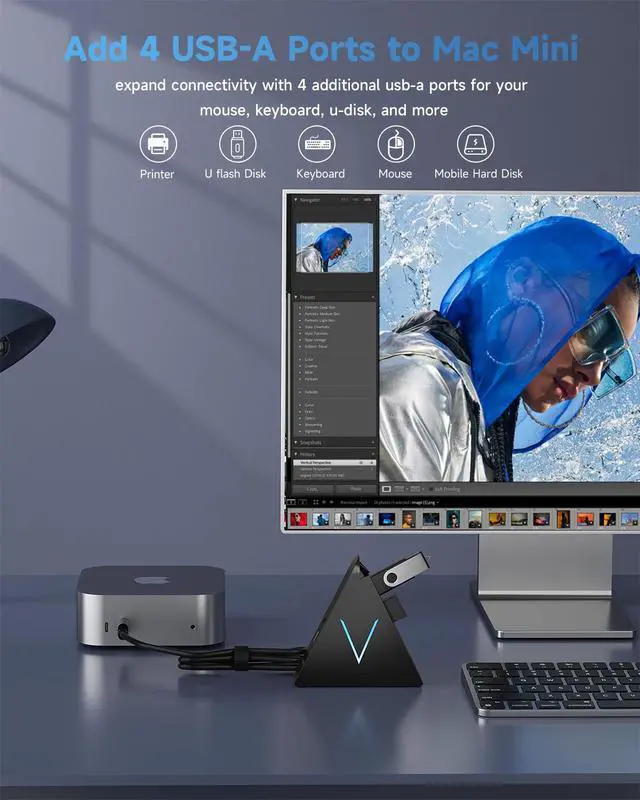 Alt view image 6 of 7 - USB C Hub 4 Ports ,USBC to USB Hub with 2FT Extended Cable,Type C to USB Adapter for MacBook Pro/Mini,iMac,Surface,Gaming Laptops,PS5,Flash Drive,Thumb Drives,Mouse,Keyboard(Black)