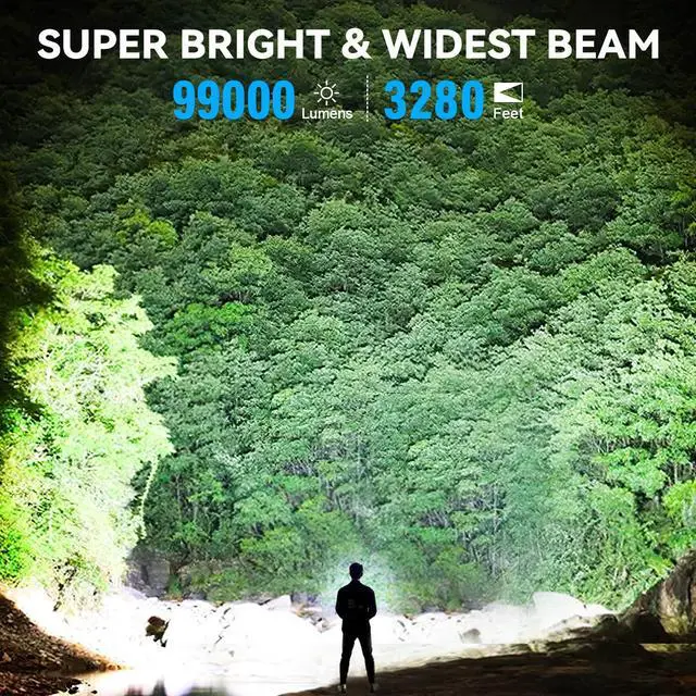 Alt view image 2 of 7 - Rechargeable Flashlights High Lumens 3 Packs, 99,000 Lumens Super Bright LED Flash Light with 5 Modes Adjustable LED Flashlight, High Powered Flashlight for Home Camping Outdoor