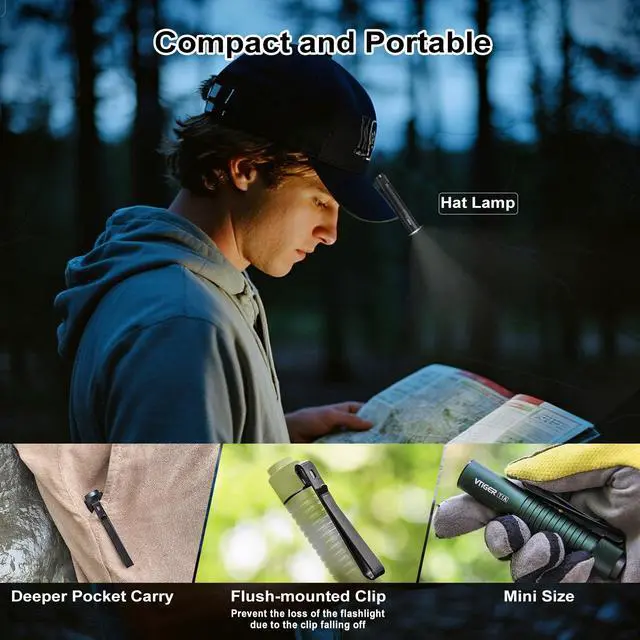 Alt view image 5 of 6 - T1A Mini Pocket EDC Flashlight with Clip,1300 Lumen Compact AA Rechargeable LED Little Flashlights, Super Bright Tail Switch Small Flash Light with Magnet for Camping,Hiking,Outdoor,Emergency