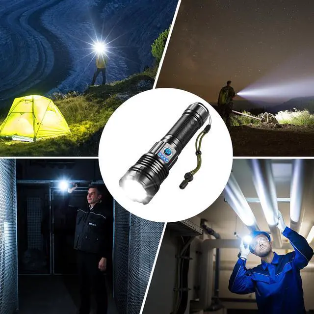 Alt view image 6 of 6 - Flashlights High Lumens Rechargeable, Super Bright Flashlight, Adjustable Tactical Flashlight, 5Mode Flash Light High Powered, Waterproof LED Flashlight for Camping, Hiking, Home, Emergencies