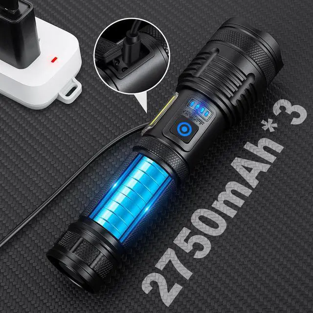 Alt view image 3 of 7 - 3 Pack Rechargeable Flashlights 90,000 High Lumen, Ultra Bright LED Flash Light for Home, High Powered Flashlights with 7 Light Modes, IPX7 Waterproof for Camping