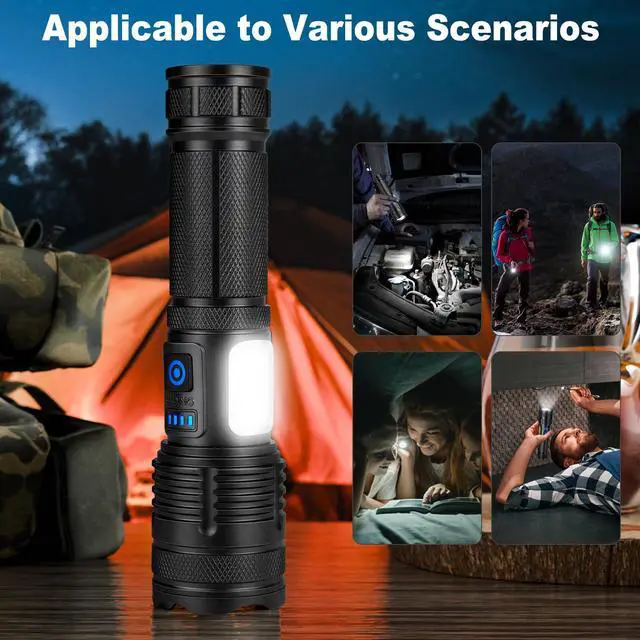 Alt view image 7 of 7 - 3 Pack Rechargeable Flashlights 90,000 High Lumen, Ultra Bright LED Flash Light for Home, High Powered Flashlights with 7 Light Modes, IPX7 Waterproof for Camping