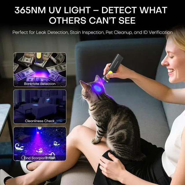 Alt view image 3 of 7 - Rechargeable EDC Flat Flashlight White LED Combo,1400 Lumen Portable Pocket Flashlight 10 Modes Small LED Light with Magnetic Base,USB-C Charging for Outdoors,Emergency,Working