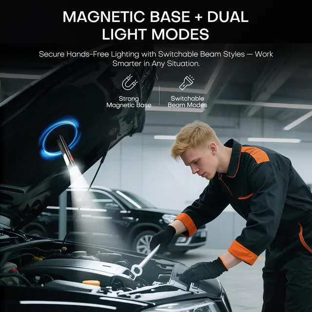 Alt view image 6 of 7 - Rechargeable EDC Flat Flashlight White LED Combo,1400 Lumen Portable Pocket Flashlight 10 Modes Small LED Light with Magnetic Base,USB-C Charging for Outdoors,Emergency,Working