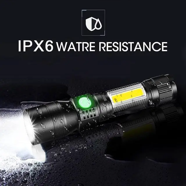 Alt view image 4 of 7 - Rechargeable Flashlights, 3 in 1 Super Bright Black Light Flashlights 1200 Lumens, 7 Modes, Zoomable, IPX6 Waterproof Flash Light Recharchable for Camping, Emergency, Pet Clothing Detection 2 Pack