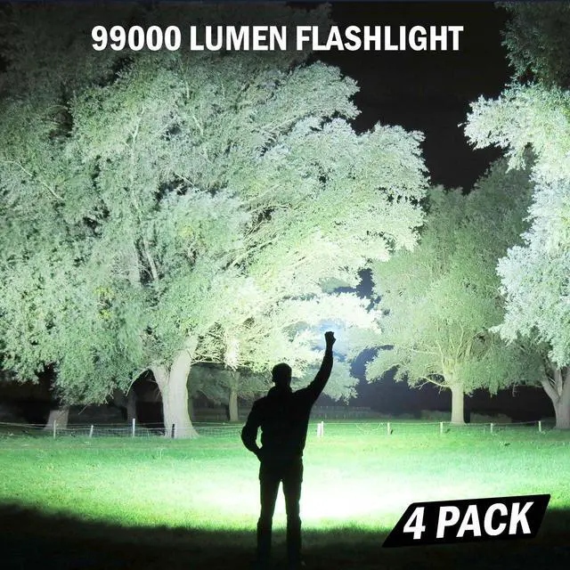 Alt view image 2 of 7 - Rechargeable Flashlights High Lumens, 4 Pack 99,000 Lumens Led Flashlights with 5000Ah attery, Waterproof Powerful Flash Light Multifunctional Flashlights for Home Camping Hiking