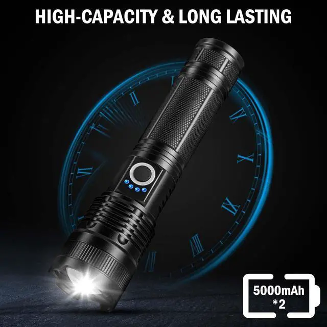 Alt view image 4 of 7 - Rechargeable Flashlights High Lumens, 4 Pack 99,000 Lumens Led Flashlights with 5000Ah attery, Waterproof Powerful Flash Light Multifunctional Flashlights for Home Camping Hiking