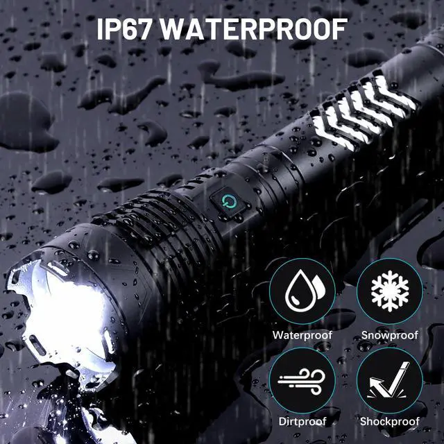 Alt view image 6 of 7 - Rechargeable LED Flashlights 3600,000 High Lumens, Super Bright Flashlight with Input and Output Functions, Tactical Flashlight for Camping Home Emergencies (Large, Piece, 1)