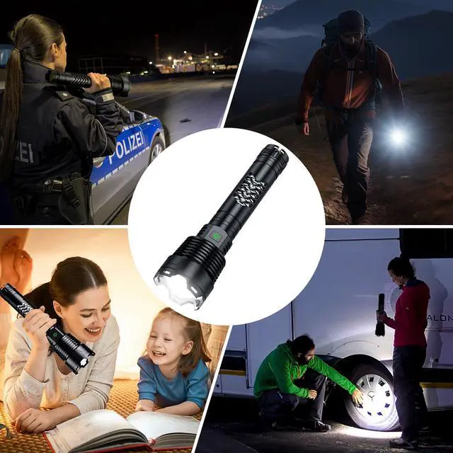 Alt view image 7 of 7 - Rechargeable LED Flashlights 3600,000 High Lumens, Super Bright Flashlight with Input and Output Functions, Tactical Flashlight for Camping Home Emergencies (Large, Piece, 1)