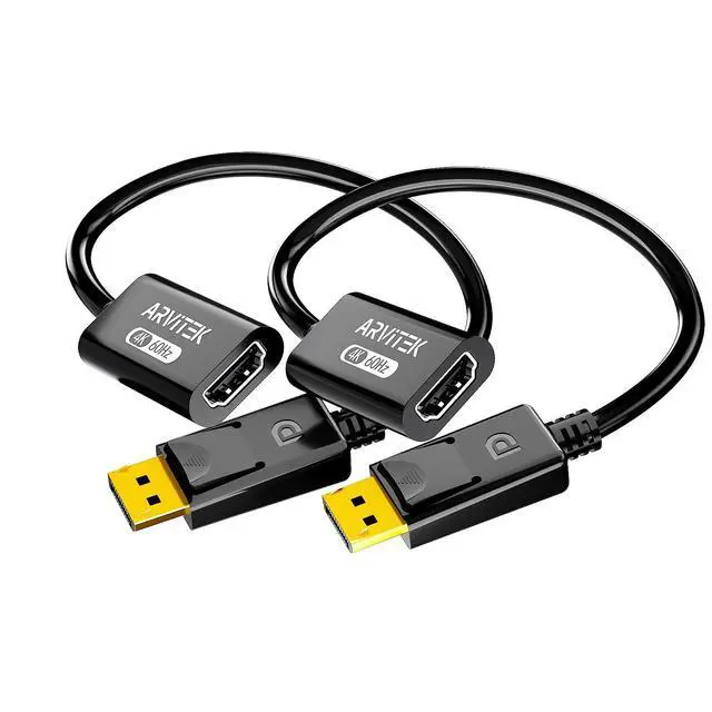 Main image of 4K Display Port to HDMI Adapter (4K@60Hz, 1440P/2K@120Hz), High Speed Uni-Directional DP 1.2 Computer to HDMI 2.0 Screen Converter for Desktop, Projector, Monitor, Plug & Play, 2 Pack