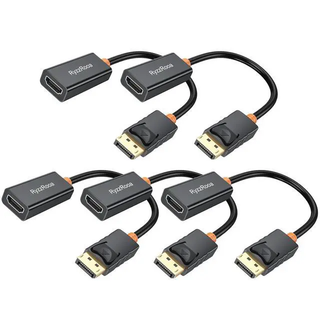 Main image of 4K DisplayPort to HDMI Adapter, 5 Pack, Gold-Plated Male Display Port to Female HDMI Adapter, Uni-Directional DP to HDMI Adapter Cable Compatible with PC, Laptop, Monitor, Projector