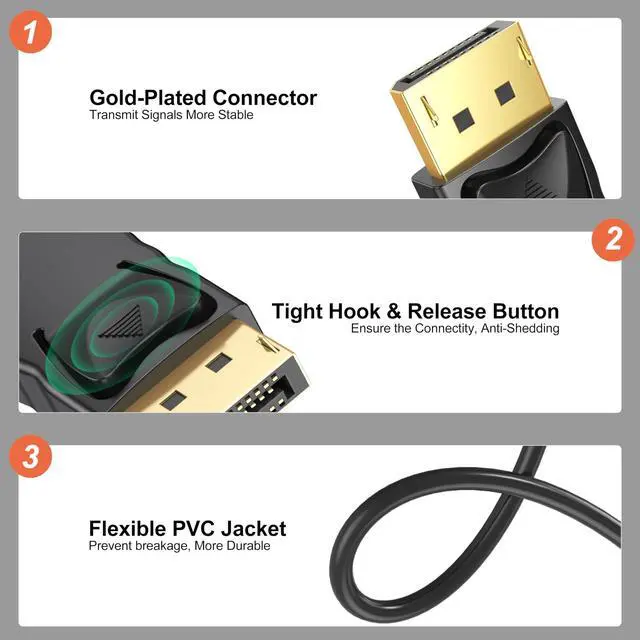 Alt view image 6 of 7 - 4K DisplayPort to HDMI Adapter, 5 Pack, Gold-Plated Male Display Port to Female HDMI Adapter, Uni-Directional DP to HDMI Adapter Cable Compatible with PC, Laptop, Monitor, Projector