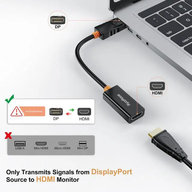 Alt view image 5 of 7 - 4K DisplayPort to HDMI Adapter, 5 Pack, Gold-Plated Male Display Port to Female HDMI Adapter, Uni-Directional DP to HDMI Adapter Cable Compatible with PC, Laptop, Monitor, Projector