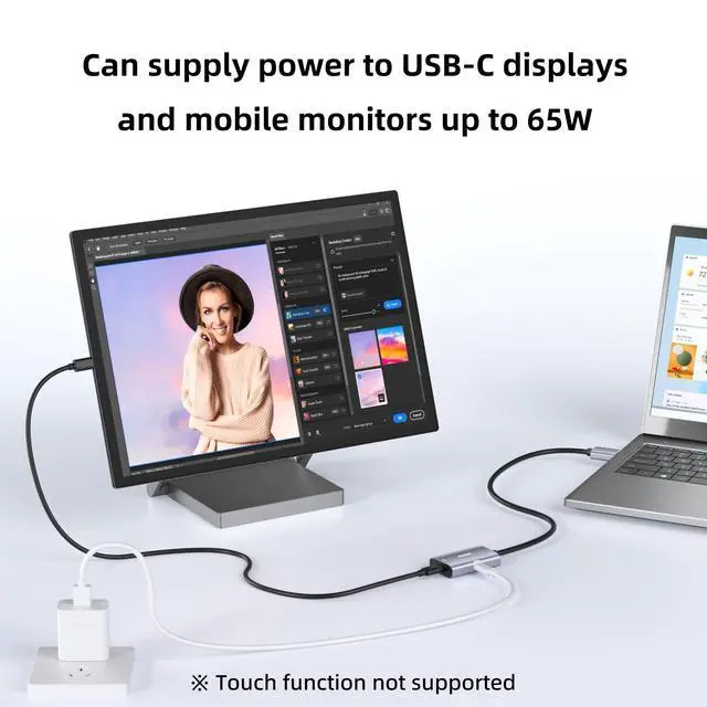 Alt view image 6 of 7 - 8K@30Hz HDMI 2.1 to USB-C Adapter, 4K@144Hz, 0.5m Graphene Cable with PD 65W Charging,HDMI Male to Type-C Female for USBC Monitor, Laptop, PS5, Xbox