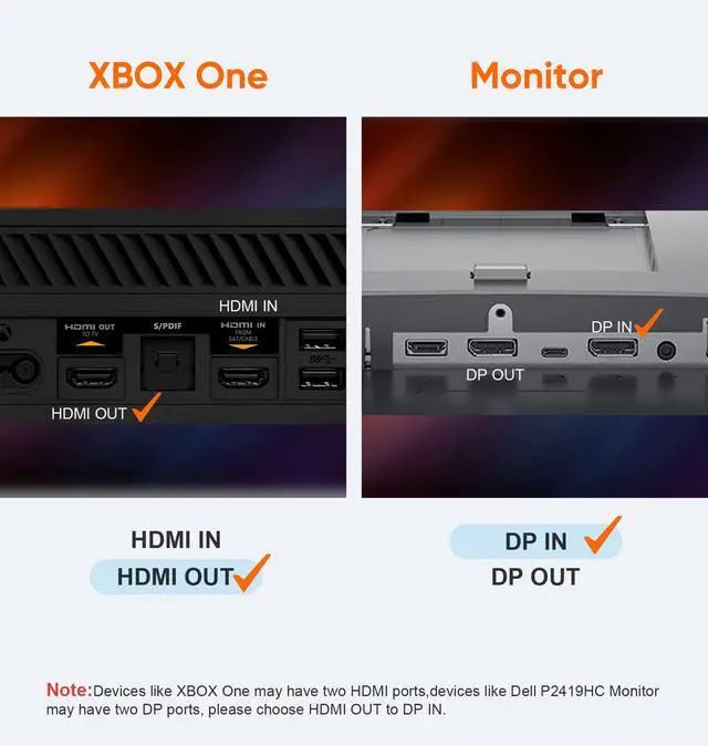 Alt view image 4 of 7 - HDMI to DisplayPort Adapter with USB Power, 4K X 2K@60Hz HDMI Male to DP Female Adapter Compliant with Xbox One/PS4/PS5