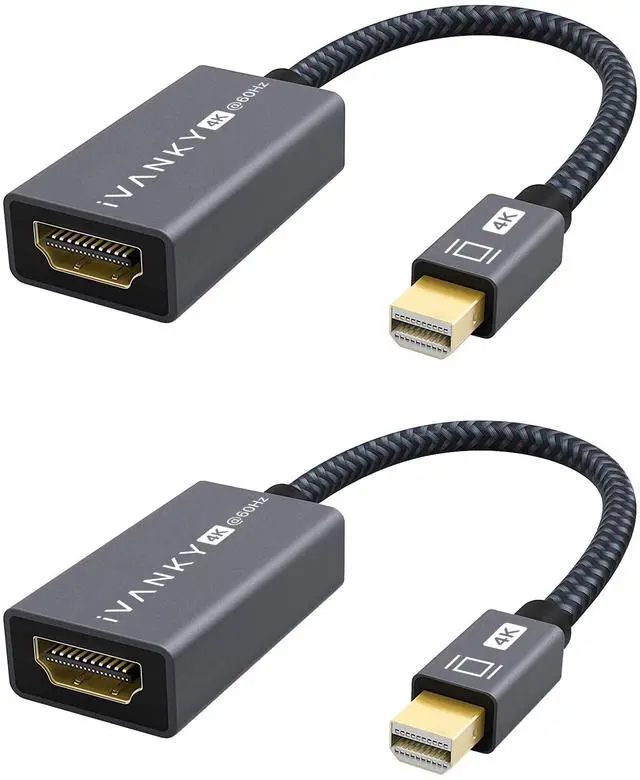 Main image of 4K@60Hz Active Mini DisplayPort to HDMI Adapter 2Pack, Thunderbolt 1&2 to HDMI, Mini DP to HDMI Adapter for MacBook Air/Pro, Surface Pro/Dock/Book, Monitor, Projector-Grey