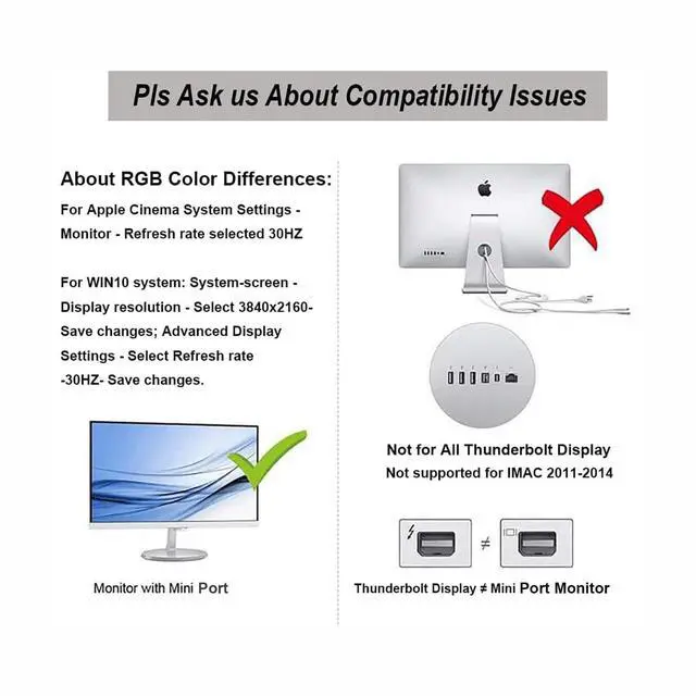 Alt view image 2 of 7 - HDMI to Mini for Display Port Converter Adapter Cable 4K X 2K HDMI Male to Female Video Cable