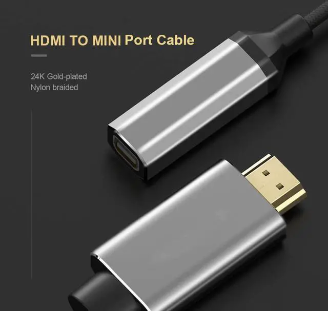 Alt view image 6 of 7 - HDMI to Mini for Display Port Converter Adapter Cable 4K X 2K HDMI Male to Female Video Cable