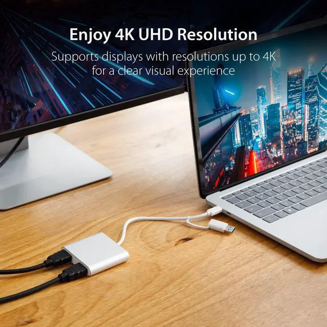 Alt view image 3 of 7 - USB-C to Dual HDMI Multi-Monitor Adapter with USB Type-A convertor | 4K + 2K | Compatible with Windows and Mac (JCA365)