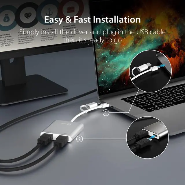 Alt view image 6 of 7 - USB-C to Dual HDMI Multi-Monitor Adapter with USB Type-A convertor | 4K + 2K | Compatible with Windows and Mac (JCA365)