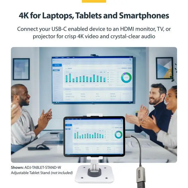 Alt view image 5 of 7 - USB-C to HDMI Adapter, 4K 60Hz Video, HDR10, USB-C to HDMI Monitor Dongle, USB4 / Thunderbolt Compatible