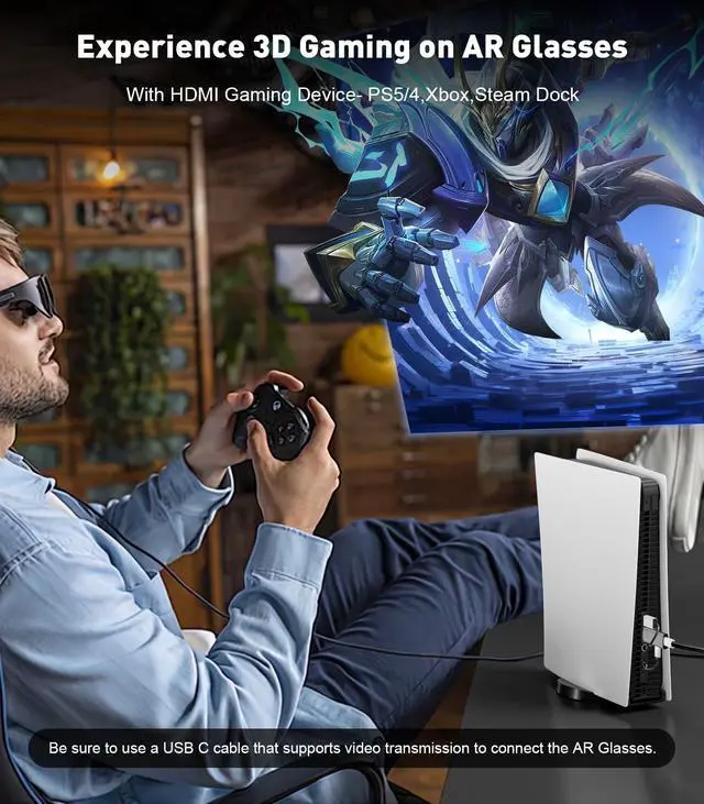 Alt view image 4 of 7 - HDMI to USB C Adapter (4K 60Hz) Uni-Directional HDMI (Source) to Type-C (Display) Male to Female Compatible with Laptop,PS5,XR/AR Glasses,Portable Monitor, Not Charging The Device