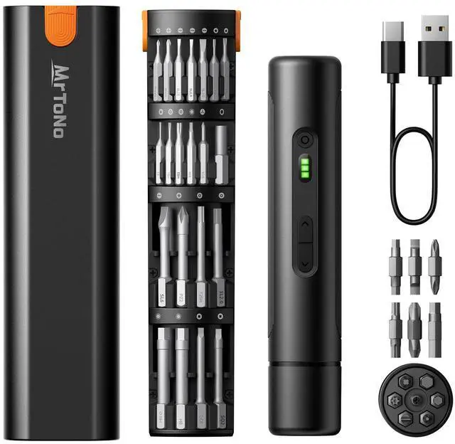 Main image of Electric Screwdriver, Cordless Screwdriver Set, Power Screwdriver Set, 3 Torque Settings, 1500mAh Battery, 33 Magnetic Bits, LED Light, Rechargeable Tool for Furniture, DIY, Household Repair