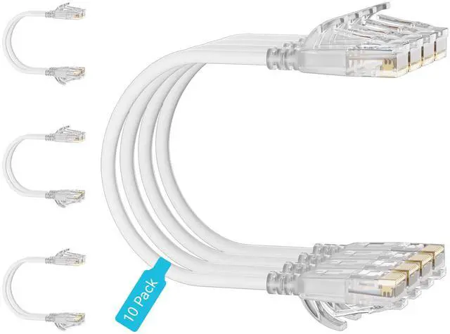 Main image of Cat6 Slim Patch Cables 10 Feet 10-Pack White, Cat6a Patch Cables 10Gbps 550MHz High-Speed, Cat 6 Ethernet Cable Pure Copper UTP, Flexible & Thin Patch Cable Cat 6 for Network Cabling