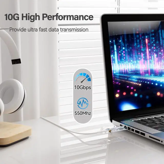 Alt view image 2 of 6 - Cat6 Slim Patch Cables 10 Feet 10-Pack White, Cat6a Patch Cables 10Gbps 550MHz High-Speed, Cat 6 Ethernet Cable Pure Copper UTP, Flexible & Thin Patch Cable Cat 6 for Network Cabling