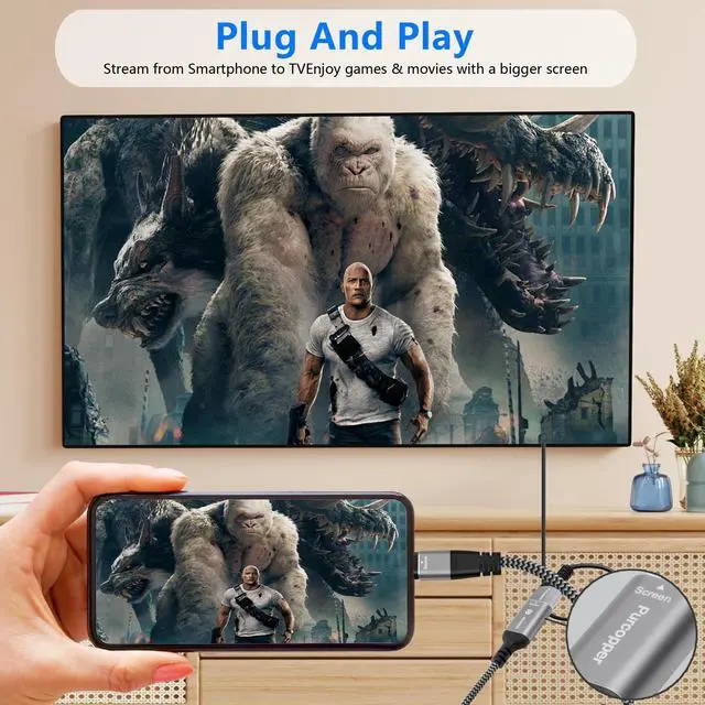 Alt view image 4 of 6 - 4K USB C to DisplayPort Adapter 2 Pack, Type-C Male (Source) to DP Female (Screen),Braided Cord Connector 4K@60Hz,Thunderbolt 3/4 Compatible, for iPhone16 Series, MacBook Pro, Air, iPad Pro, Galaxy 24