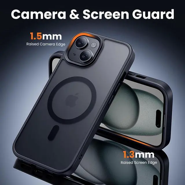 Alt view image 5 of 5 - 3 in 1 for iPhone 15 Case with MagSafe, Screen Protector*1 Camera Lens Protector*1,Matte Skin Feeling Back Cover Military-Grade Protection for iPhone 15 Phone Case 6.1 inch Matte Black