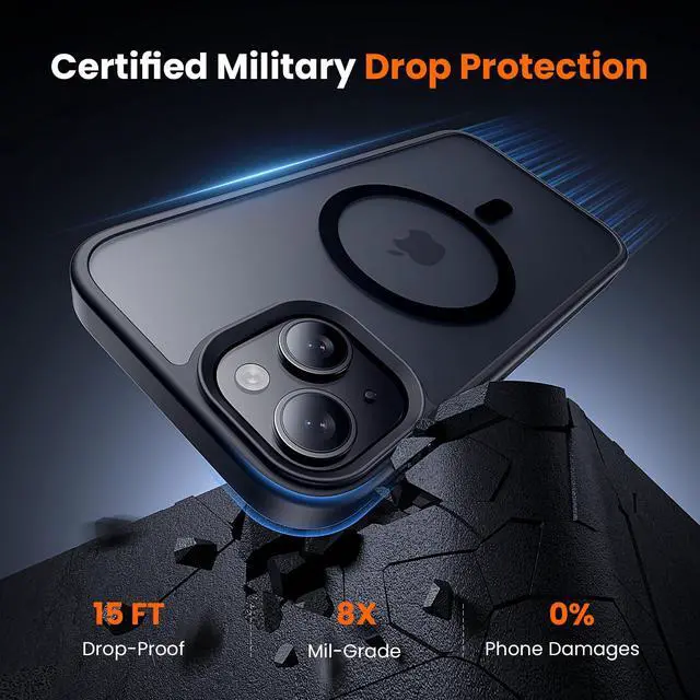 Alt view image 4 of 5 - 3 in 1 for iPhone 15 Case with MagSafe, Screen Protector*1 Camera Lens Protector*1,Matte Skin Feeling Back Cover Military-Grade Protection for iPhone 15 Phone Case 6.1 inch Matte Black