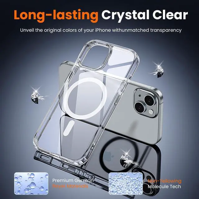 Alt view image 5 of 6 - 3 in 1 for iPhone 15 Case Clear with MagSafe, Not Yellowing, Screen Protector*1 Camera Lens Protector*1, Military-Grade Protection for iPhone 15 Phone Case 6.1 inch Clear