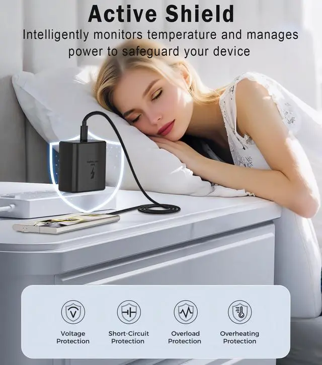 Alt view image 7 of 7 - 45W Super Fast Charger USB C 3.0 with Type C Charging Nylon Braided Cable Compatible with Samsung Charger Fast Charging Cord for Galaxy S25 Ultra/S24/S23/S22