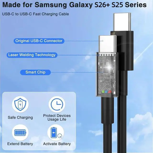 Alt view image 4 of 7 - 45W Super Fast Charger Type C for Samsung S26 S25 S24,3Pack 45W Dual Port USB C Fast Phone Charger Block & 6/10/10FT Type C Charging Cord for Samsung Galaxy S26 S25 Ultra/S23/S22,Android,iPhone 17