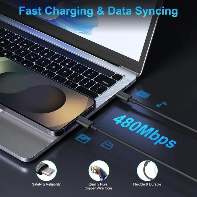 Alt view image 5 of 7 - 45W Super Fast Charger Type C for Samsung S26 S25 S24,3Pack 45W Dual Port USB C Fast Phone Charger Block & 6/10/10FT Type C Charging Cord for Samsung Galaxy S26 S25 Ultra/S23/S22,Android,iPhone 17