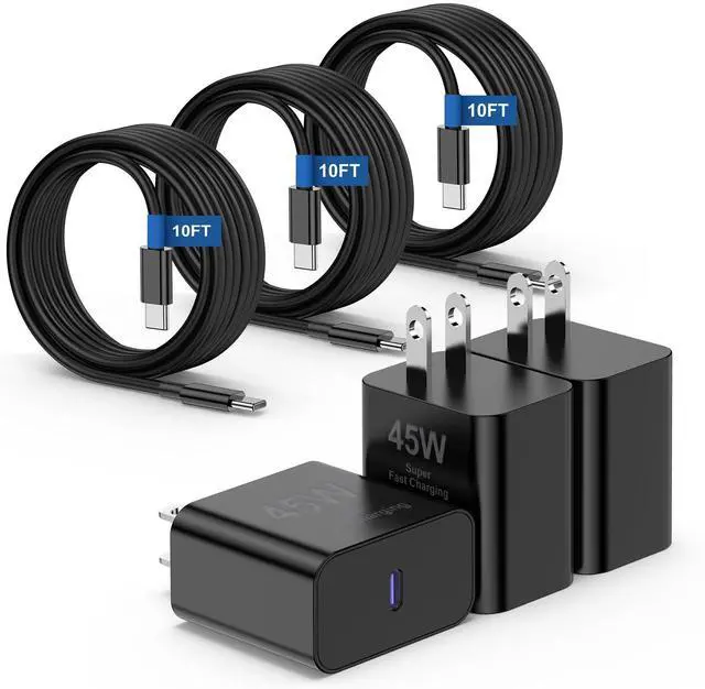 Main image of 3Pack 45W Super Fast Charger Type C 10FT, USB C Android Phone Charger Fast Charging Block with Ertra Long Type-C Charger Cord for Samsung Galaxy S25/S25 Ultra/S25+/S24 Ultra/S24/S24+/S23/S22/S21/S20