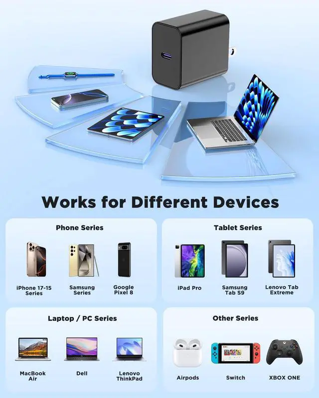 Alt view image 4 of 6 - 3Pack 45W Super Fast Charger Type C 10FT, USB C Android Phone Charger Fast Charging Block with Ertra Long Type-C Charger Cord for Samsung Galaxy S25/S25 Ultra/S25+/S24 Ultra/S24/S24+/S23/S22/S21/S20