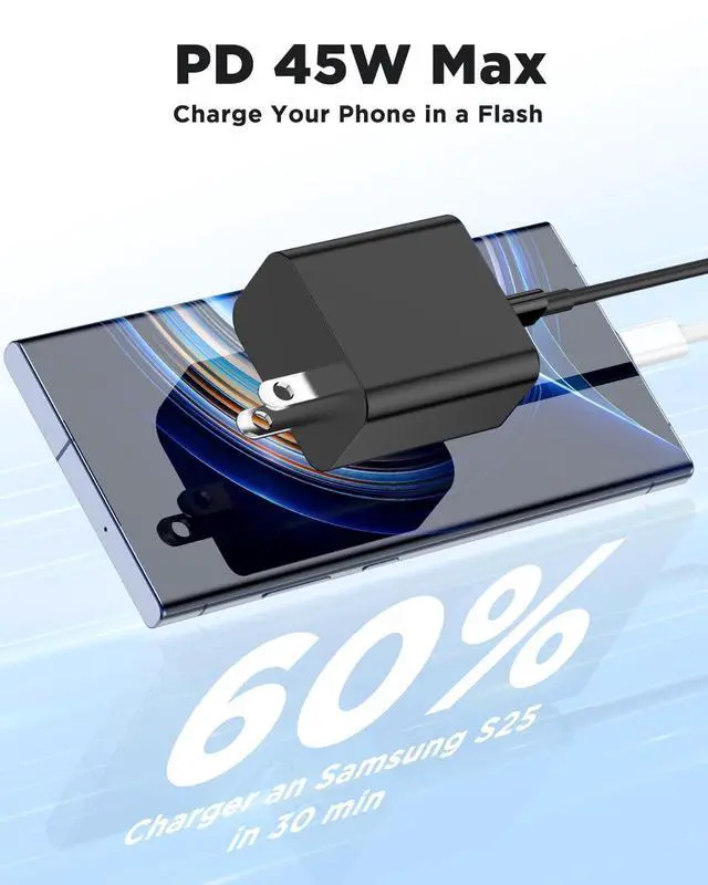 Alt view image 5 of 6 - 3Pack 45W Super Fast Charger Type C 10FT, USB C Android Phone Charger Fast Charging Block with Ertra Long Type-C Charger Cord for Samsung Galaxy S25/S25 Ultra/S25+/S24 Ultra/S24/S24+/S23/S22/S21/S20